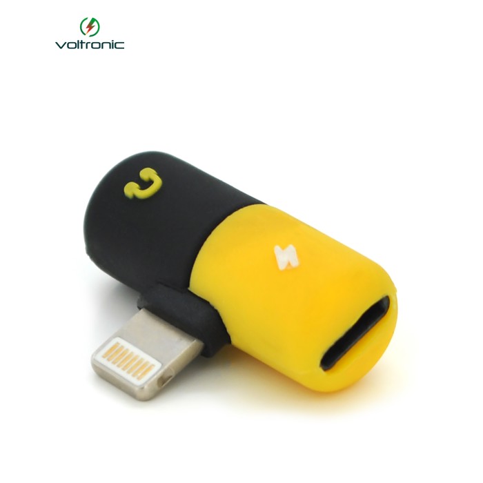 Перехідник 2 в 1 Lighting(M) => 2 x Lighting(F), Black / Yellow, Box