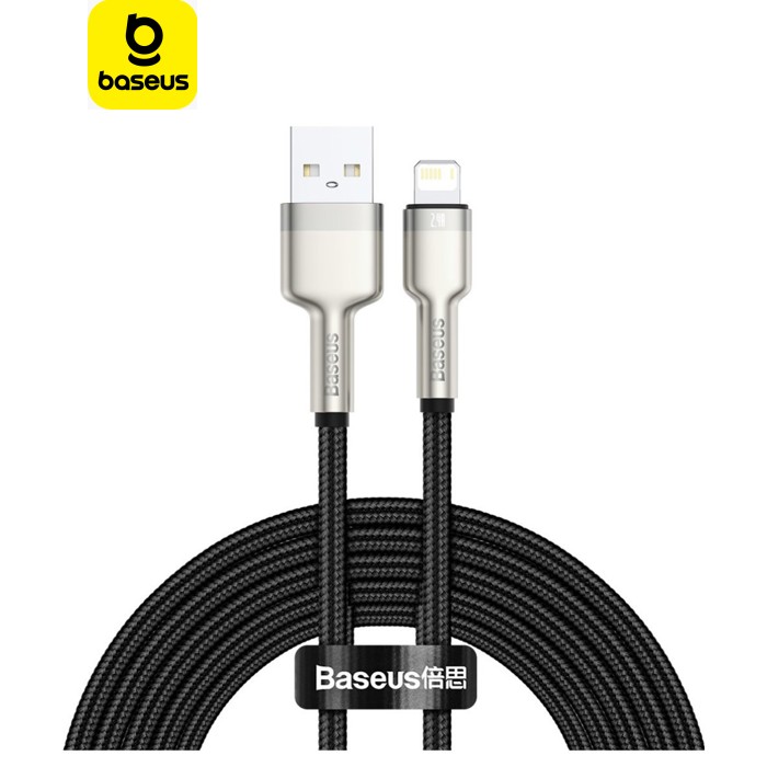 Дата кабель USB 2.0 AM to Lightning 2.0m 2.4A metal black Baseus (CALJK-B01)