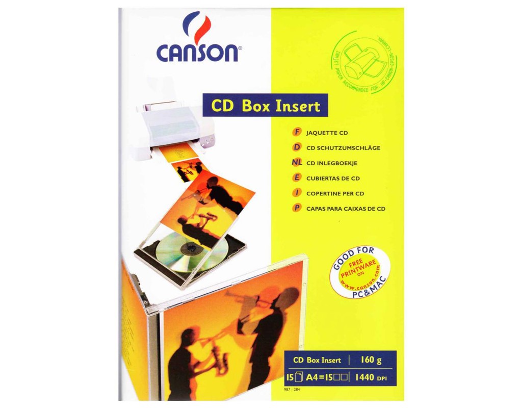 Бумага Canson для CD/ DVD, вкладка, 160г, A4, 15ст (872846)
