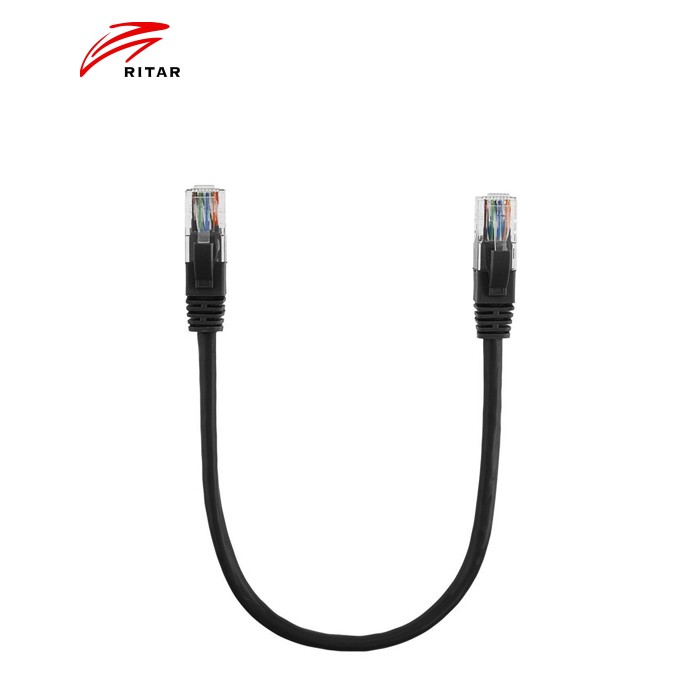 Патч-корд литий RITAR, CCA, UTP, RJ45, Cat.5e, 0,3m, чорний Q1500