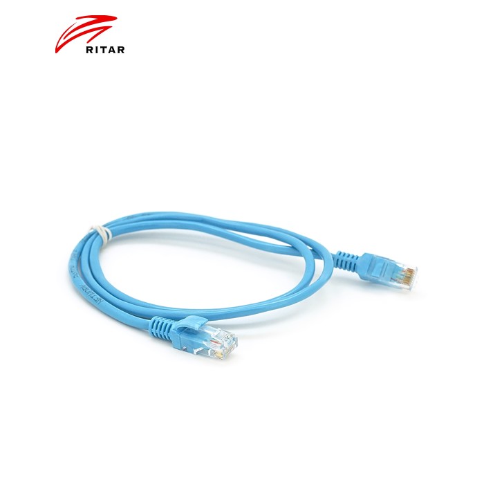 Патч-корд литий RITAR, CCA, UTP, RJ45, Cat.5e, 1m, синій Q1000