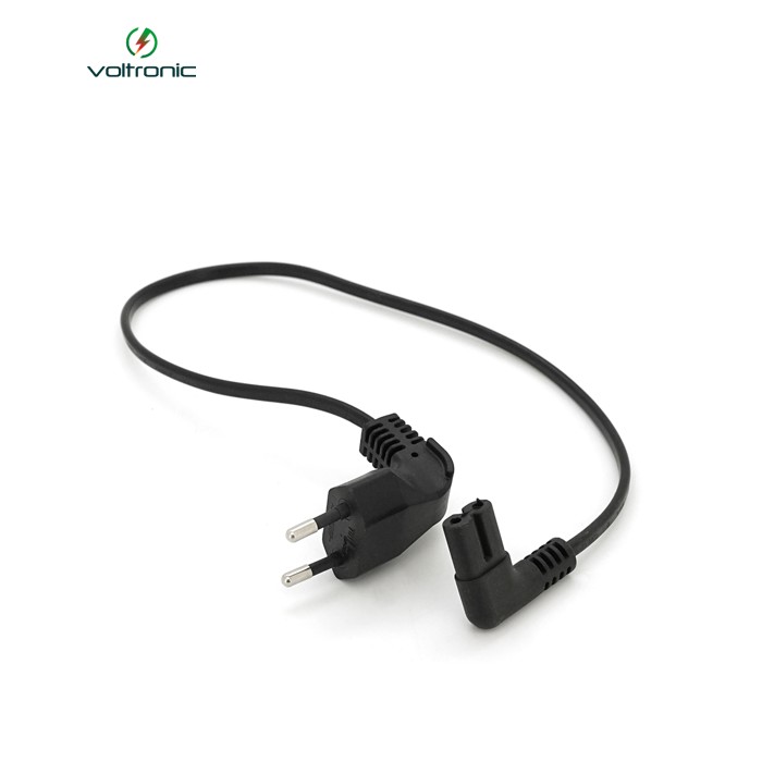 Кабель живлення 0.5m, 0.5mm, PC-184 / 2 CEE7 / 16-C7 2 pin (для побутової техніки), Black, 90° OEM Q50 / 300 МЕДЬ!!!
