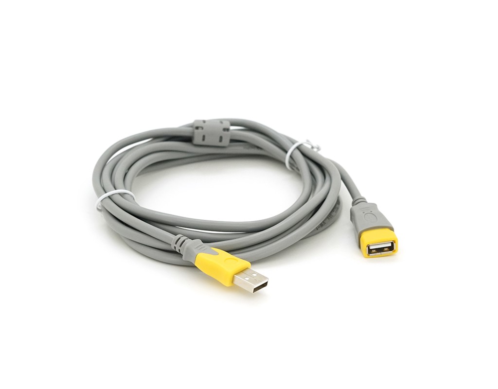 Подовжувач USB 2.0 V-Link AM / AF, 3.0m, 1 ферит, Grey / Yellow