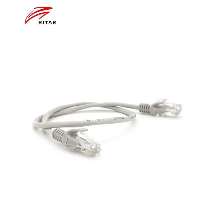 Патч-корд литий RITAR, CCA, UTP, RJ45, Cat.5e, 0,3m, сірий Q710