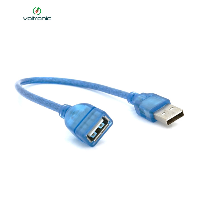Подовжувач USB 2.0 AM / AF, 0.3m, прозорий синій Q500