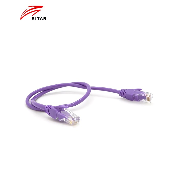 Патч-корд литий RITAR, UTP, RJ45, Cat.5e, 0,3m, фіолетовий, Cu (мідь)