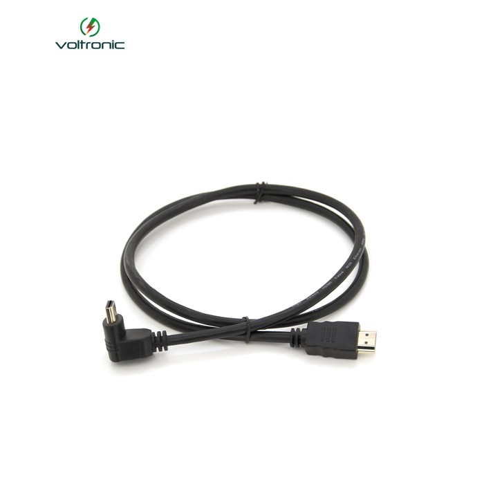 Кабель Merlion HDMI-HDMI 1.0m, v1.4, OD-7.5mm, круглий Black, конектор Black 90° кутовий