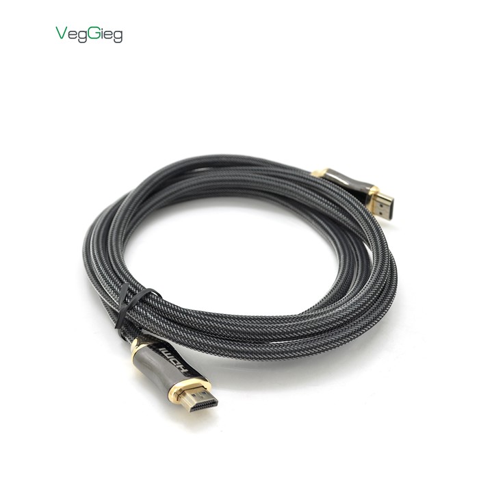 Кабель VEGGIEG HA-2 HDMI-HDMI 4K UHD, 2.0m, v2,0, OD-4.0mm, круглий, Black, коннектор Black-Metal, Пакет