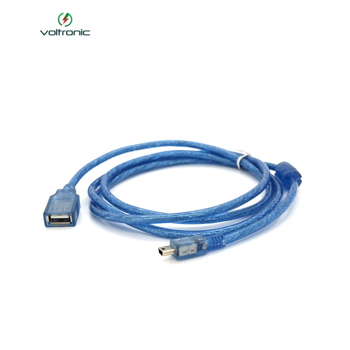 Кабель USB 2.0 AF / Mini-B OTG, 1.5m, прозорий синій