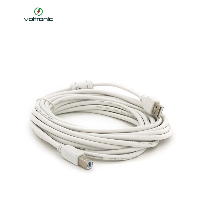 Кабель USB 2.0 AM / BM, 5.0m, 1 ферит, білий