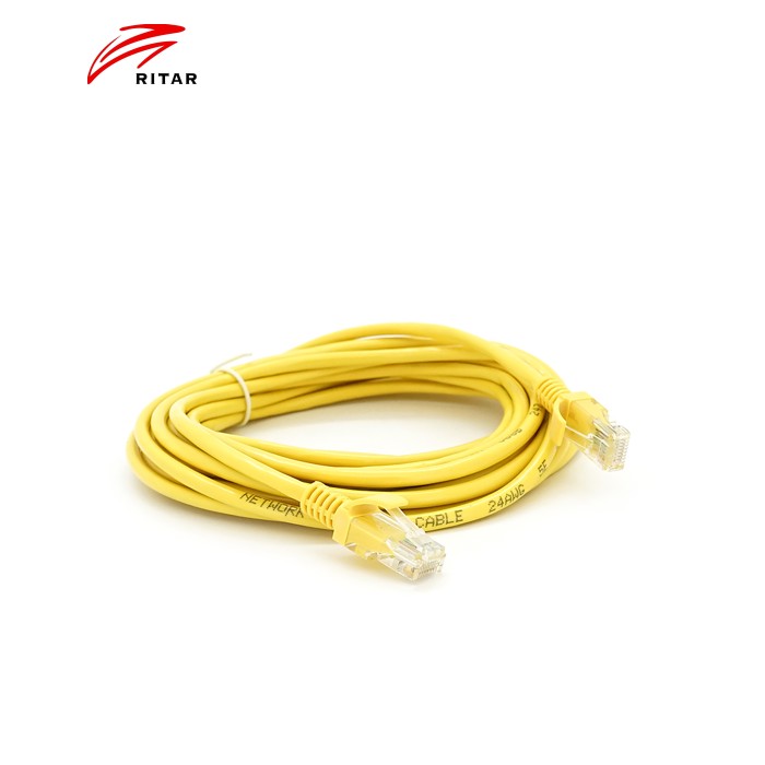 Патч-корд литий RITAR, UTP, RJ45, Cat.5e, 5m, жовтий, Cu (мідь) Q300