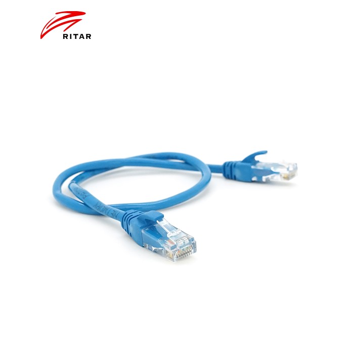 Патч-корд литий RITAR, UTP, RJ45, Cat.5e, 0,5m, синій, Cu (мідь)