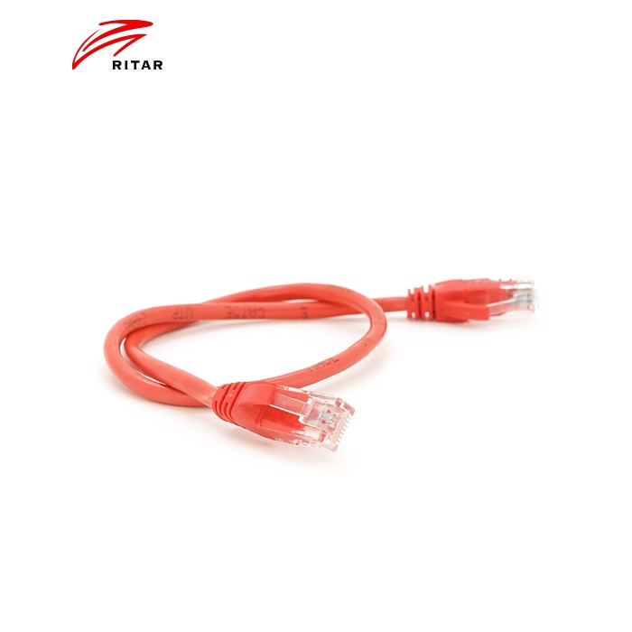 Патч-корд литий RITAR, UTP, RJ45, Cat.5e, 0,5m, червоний, Cu (мідь)