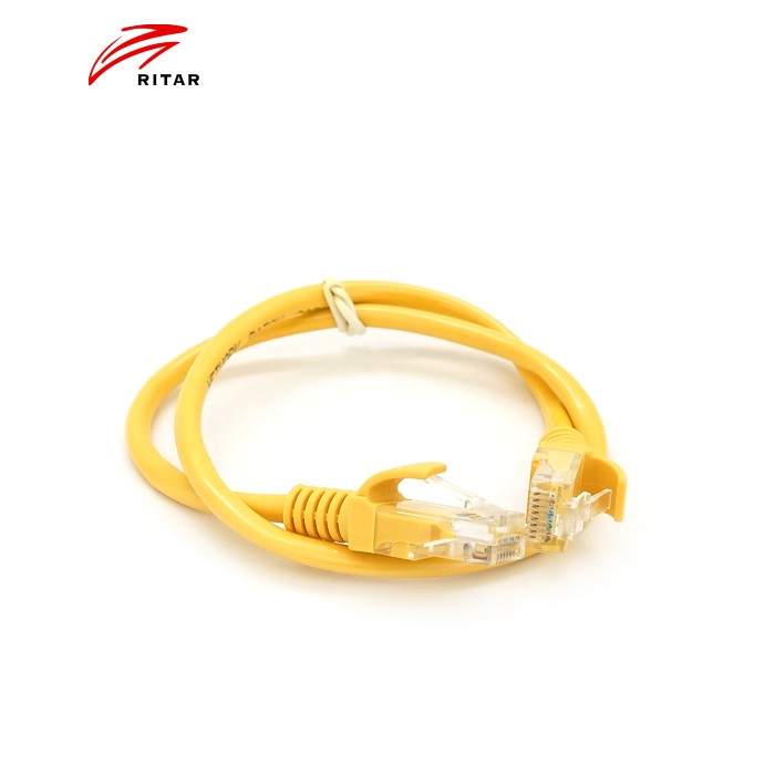 Патч-корд литий RITAR, UTP, RJ45, Cat.5e, 0,3m, жовтий, Cu (мідь)
