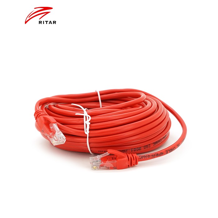 Патч-корд литий RITAR, UTP, RJ45, Cat.5e, 10m, червоний, Cu (мідь)