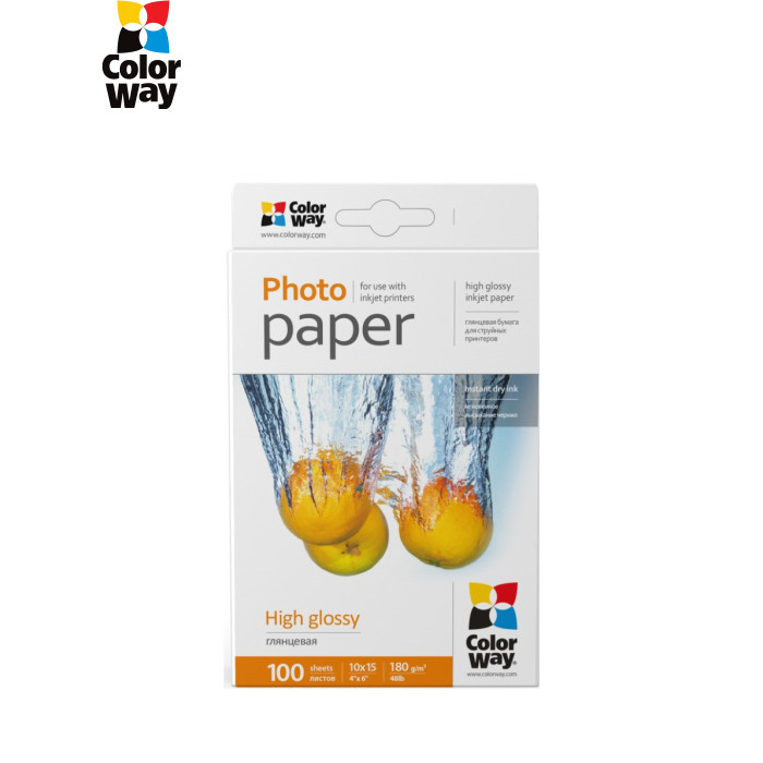 Фотопапір ColorWay 10x15 180г glossy, 100с (PG1801004R)
