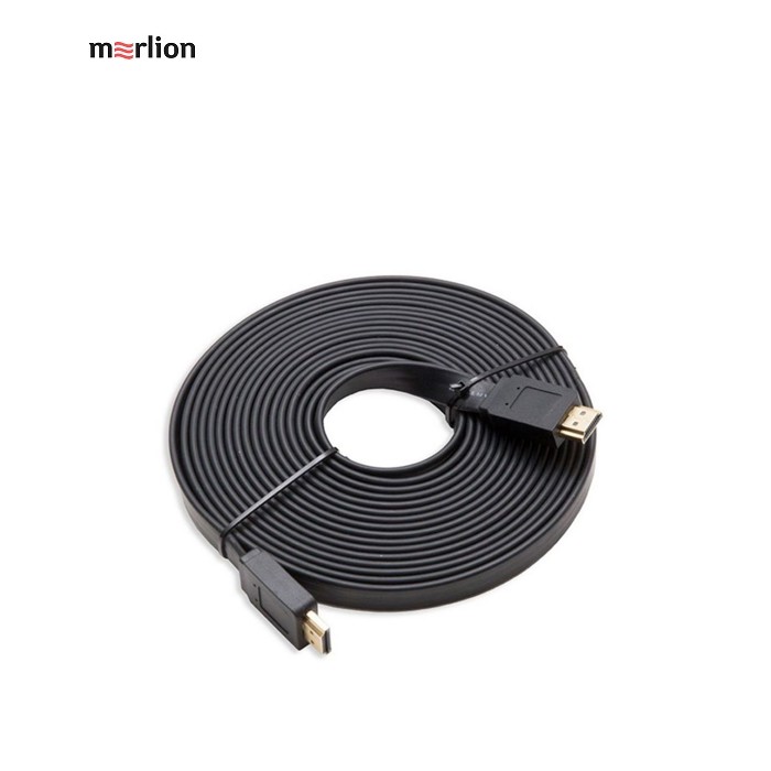 Кабель Merlion HDMI-HDMI 10m, v1.4, плоский Black, (Пакет), Q60