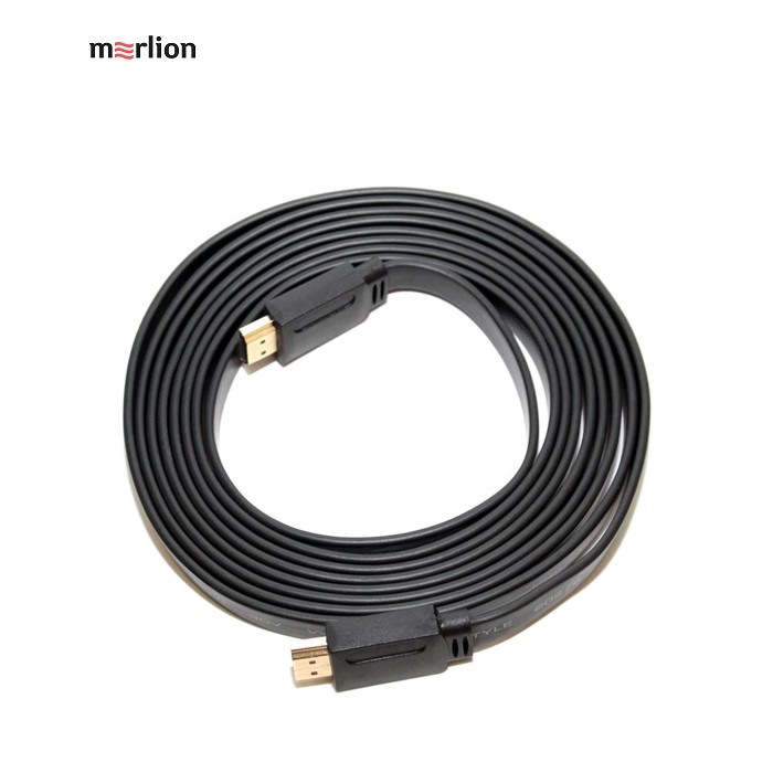 Кабель Merlion HDMI-HDMI 3.0m, v1.4, плоский Black, (Пакет), Q150