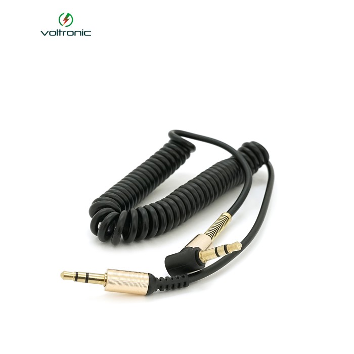 Кабель AUX Audio DC3.5 тато-тато 1.5м пружина, CCA Stereo Jack, (круглий) Black cable, Box