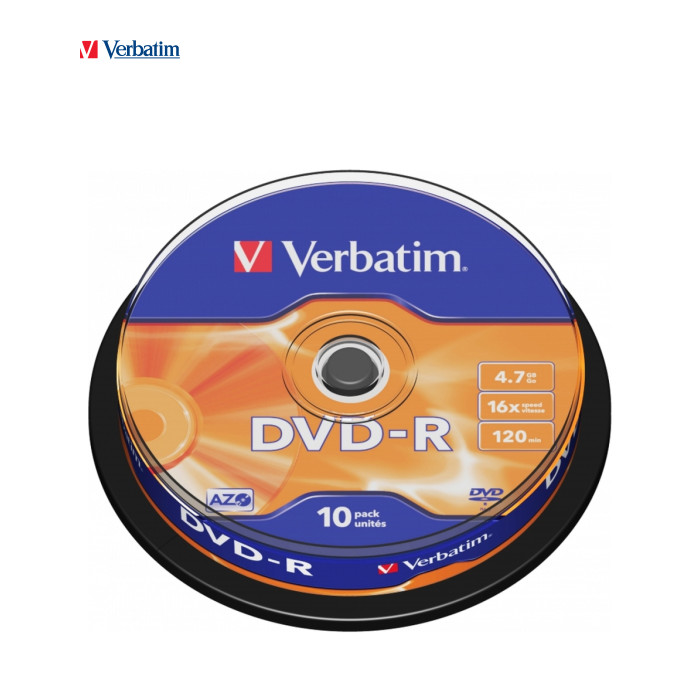 Диск DVD Verbatim 4.7Gb 16X CakeBox 10шт (43523)