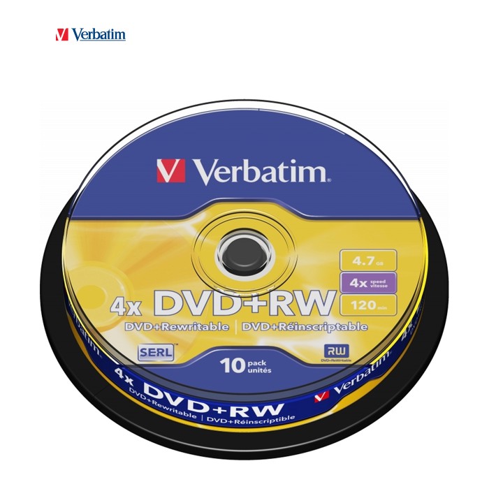 Диск DVD Verbatim 4.7Gb 4x CakeBox 10 шт silver (43488)