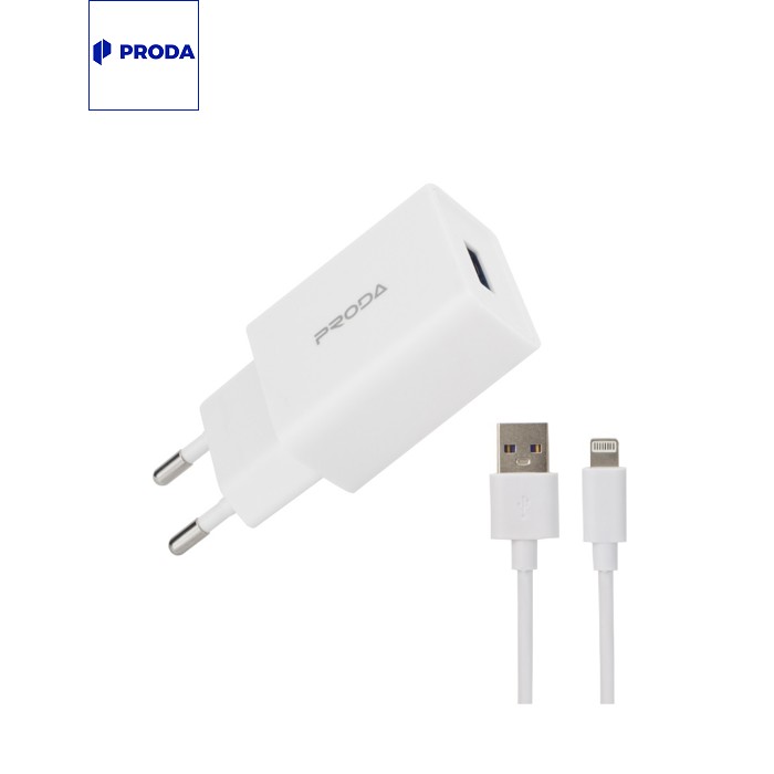Зарядное устройство Proda USB 2,4A + USB Lightning cable (PD-A43i-WHT)