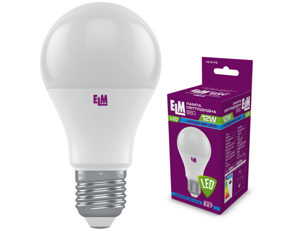Лампочка ELM B60 12W PA10S E27 4000K (18-0179)