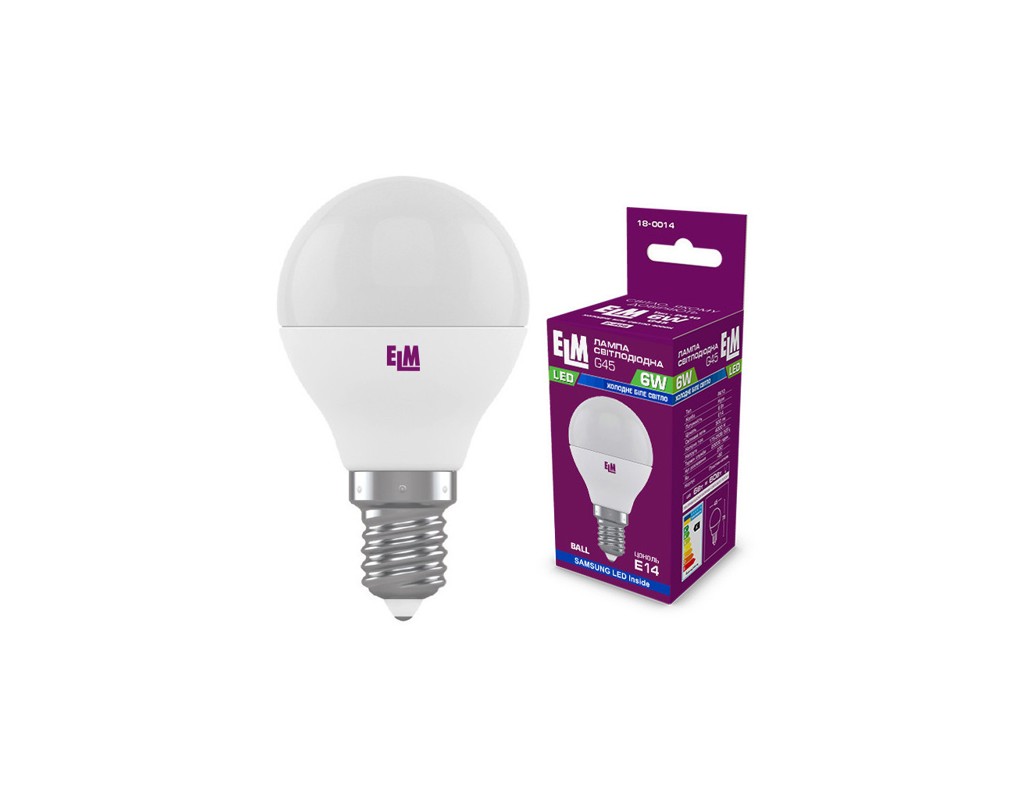Лампочка ELM D45 6W PA10 E14 4000K (18-0014.)