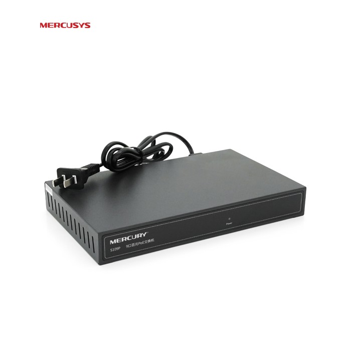 Комутатор POE 48V Mercury S109P 8 портів POE + 1 порт Ethernet (Uplink) 10 / 100 Мбіт / сек, БП в комплекті, BOX Q200 (285*223*68) 0,97 кг (216*131*30)