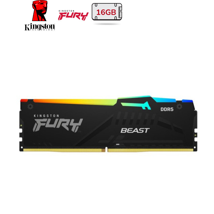 Оперативная память DDR5 16Gb 5600 MHz Kingston FURY Beast RGB AM5 (ex.HyperX) (KF556C36BBEA-16) CL36-38-38\ 1.25 В