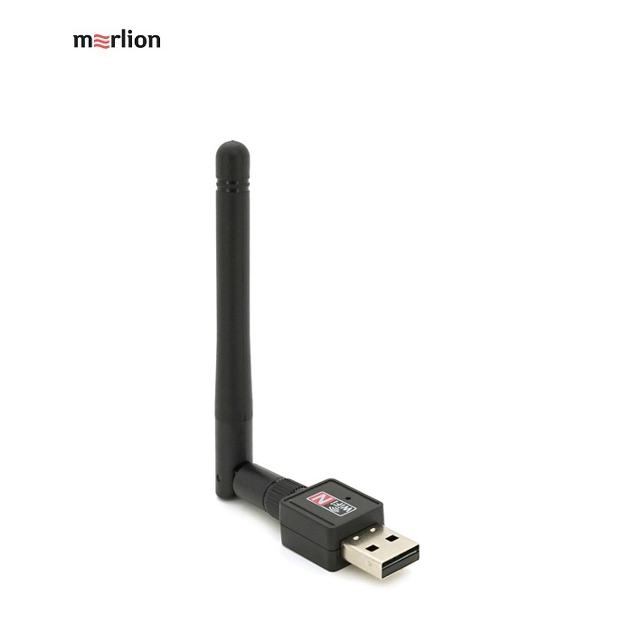 Бездротовий мережевий адаптер з антеною 10см 2DBI Wi-Fi-USB Merlion LV-UW02-2DB, 802.11bgn, 300MB, 2.4 GHz, WIN7 / XP / Vista / 2K / MAC / LINUX
