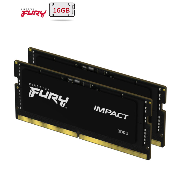 Модуль пам'яті для ноутбука SoDIMM DDR5 16GB (2x8GB) 4800 MHz FURY Impact Kingston Fury (ex.HyperX) (KF548S38IBK2-16)