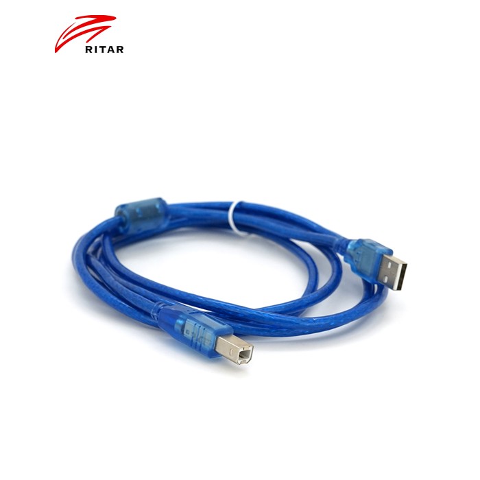 Кабель USB 2.0 RITAR AM / BM, 1.8m, 1 ферит, прозорий синій Q250