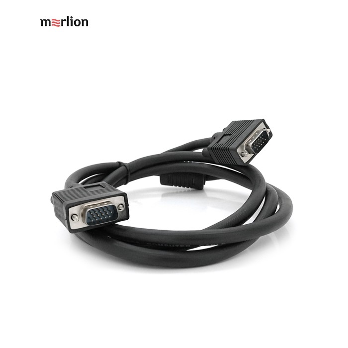 Кабель Merlion VGA 1.5m, male to male (тато-тато), 1 ферит, чорний, Пакет Q125