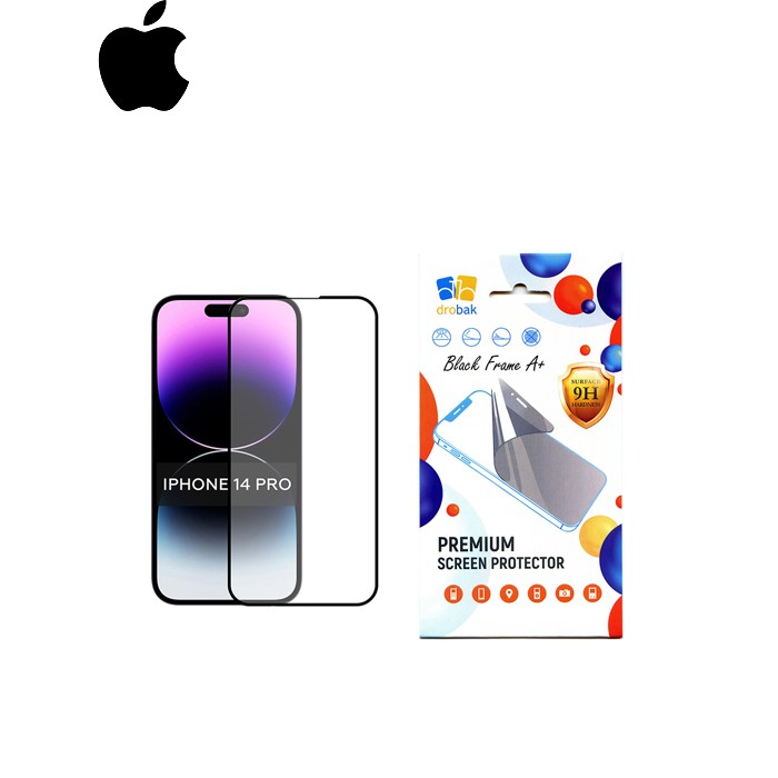 Скло захисне Drobak Apple iPhone 14 Pro Black Frame A+ (505056)