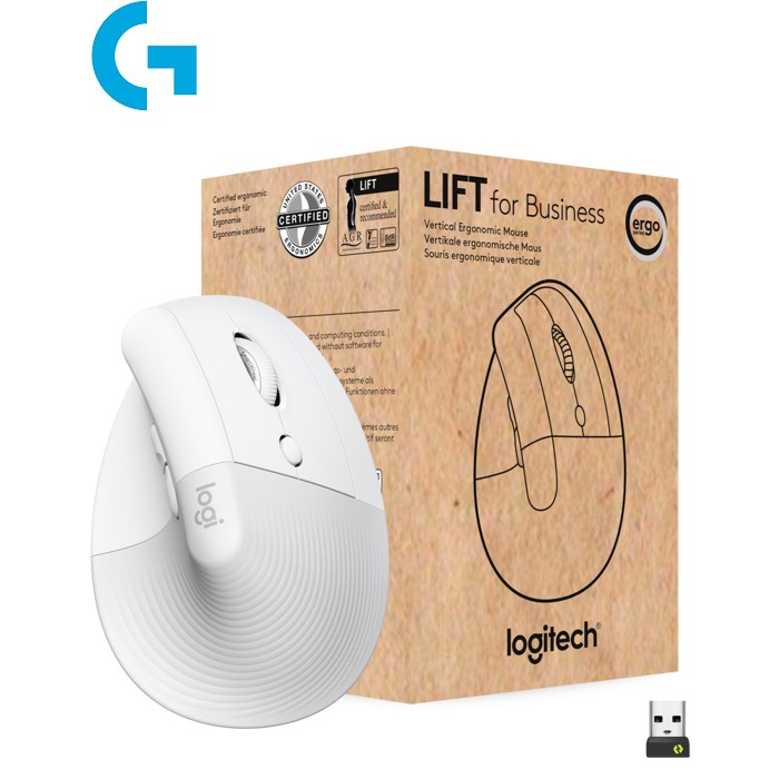 Мышка Logitech Lift Vertical Ergonomic Wireless/Bluetooth for Business Off-white (910-006496)