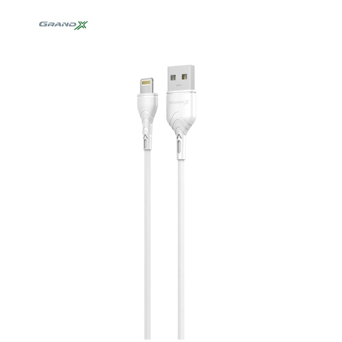 Дата кабель USB 2.0 AM to Lightning 1.0m Cu, 2.1А White Grand-X (PL01W)