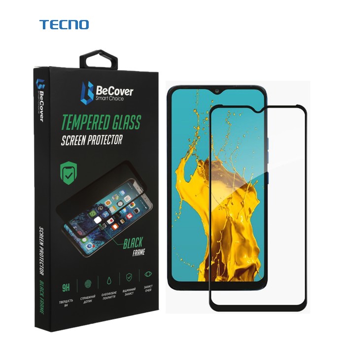 Стекло защитное BeCover Tecno Spark Go 2022 (KG5m) Black (708165)