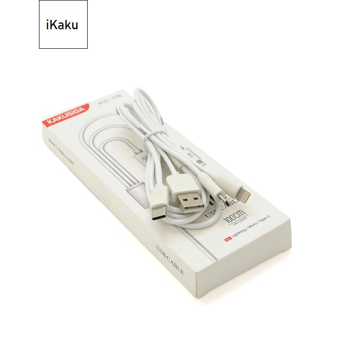 Кабель KSC-078 BAITONG charging data cable3 in 1 Micro / Iphone / Type-C, довжина 1м, White, BOX
