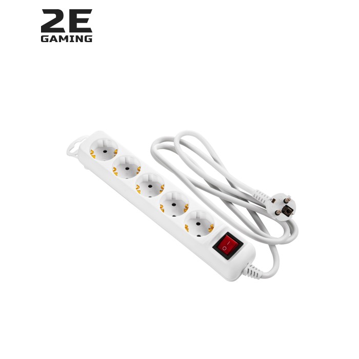 Сетевой удлинитель 2E 5XSchuko з вимикачем,1.5м, white (2E-U05ESM1.5)