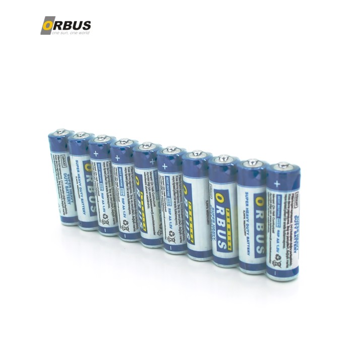 Батарейка сольова Orbus Zinc Carbon 1.5V AA / LR06, 10 штуки shrink