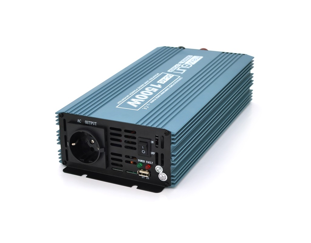 Інвертор напруги Mexxsun MXS-1500, 12V / 220V, 1500W з модифікованою синусоїдою, 2 Shuko, клемні дроти, Q6