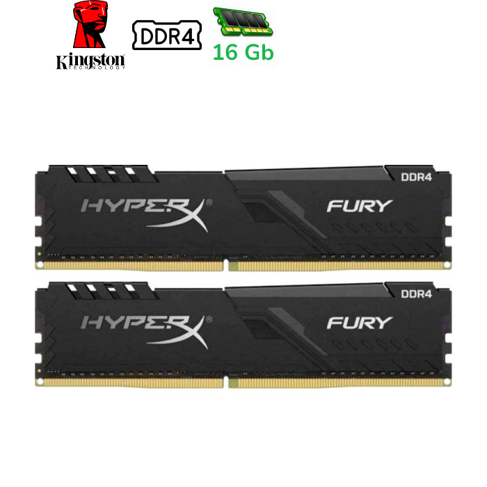 Оперативна пам'ять (без упаковки, OEM) DDR4 16Gb (2x8Gb) Kingston HyperX FURY Black 3200Mhz CL16 1.2V HX432C16FB3K2/16