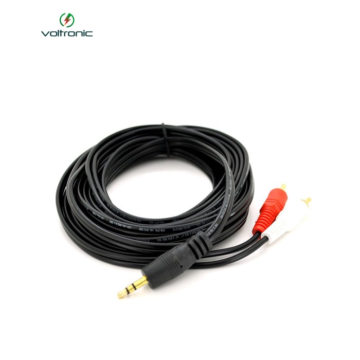 Кабель DC3.5 (тато) => 2хRCA (тато), GOLD Jack, CU, Stereo, круглий, Black, 5,0 м, (Пакет) Q200