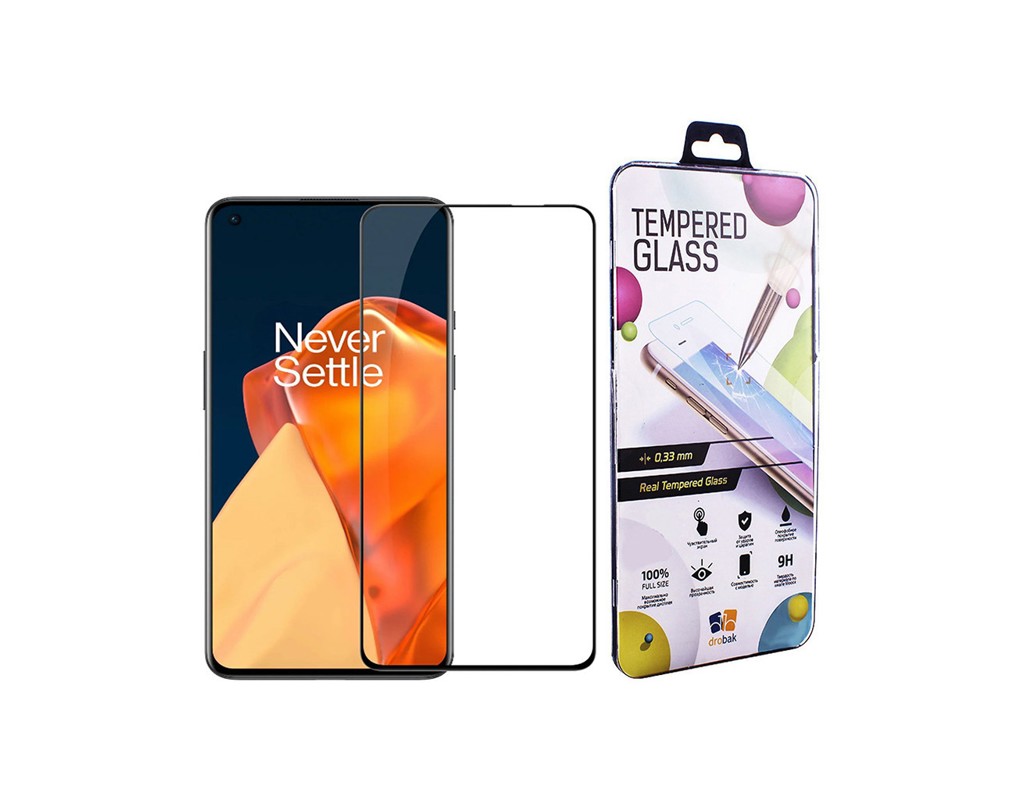 Стекло защитное Drobak OnePlus 9 Black Frame A+ (474786)