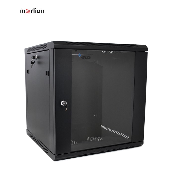 Шафа Merlion 27U, 600*450*1303mm (Ш*Г*В)мм загартоване скло, чорна, сталь 1,2мм із замком (в розібраному вигляді!!!)