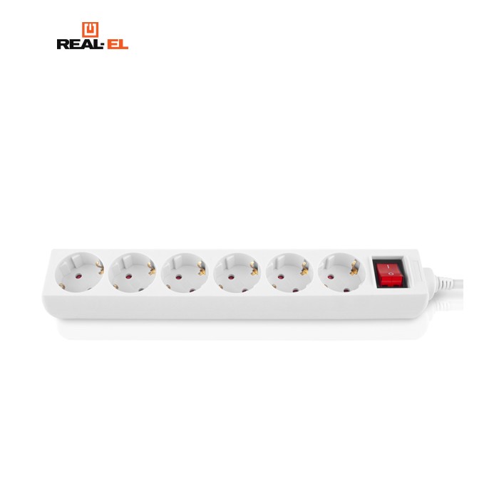 Мережевий фільтр живлення REAL-EL RS-6 Protect M 5m, white (EL122300035)