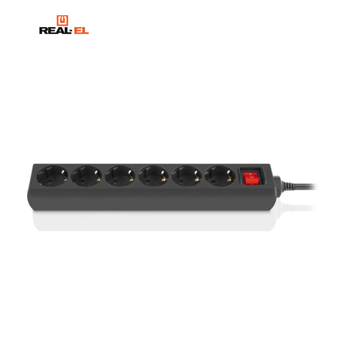 Сетевой фильтр питания REAL-EL RS-6 Protect M 5m, black (EL122300036)