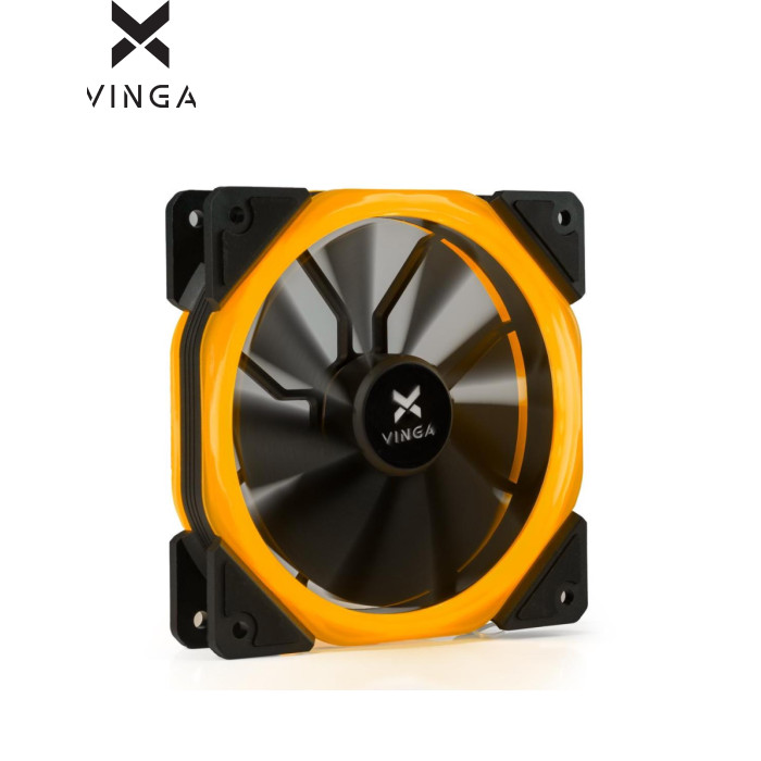 Вентилятор Vinga LED fan-02 orange 120 мм, тип подшипника - HDB (гидродинамический), 1100RPM, тип разъема подключения - Molex, 3-pin, Подсветка - оранжевая, уровень шума - 22 дБ