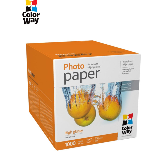 Фотобумага ColorWay 10x15 230г glossy, 1000с (PG23010004R)